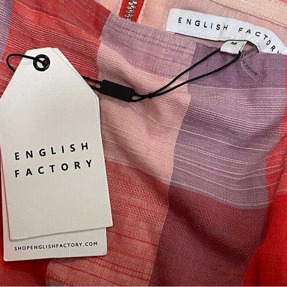 ENGLISH FACTORY Plaid Bandeau Corset Top | Dramatic Ties, M Cottagecore, NWT - Picture 3 of 7